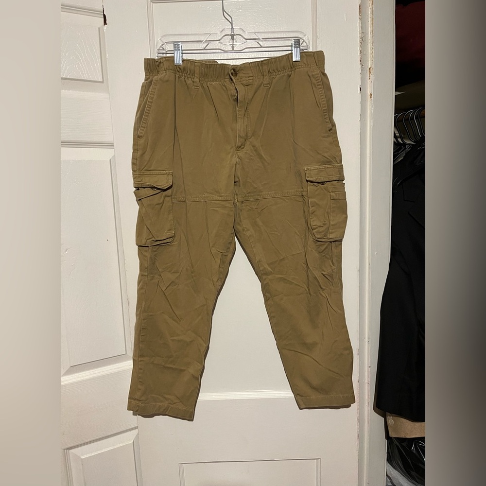 Stretch waste band khaki cargos 38x30